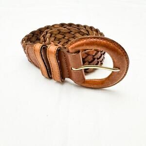 R. Phillips Braided Brown Leather Belt Woven Size Small